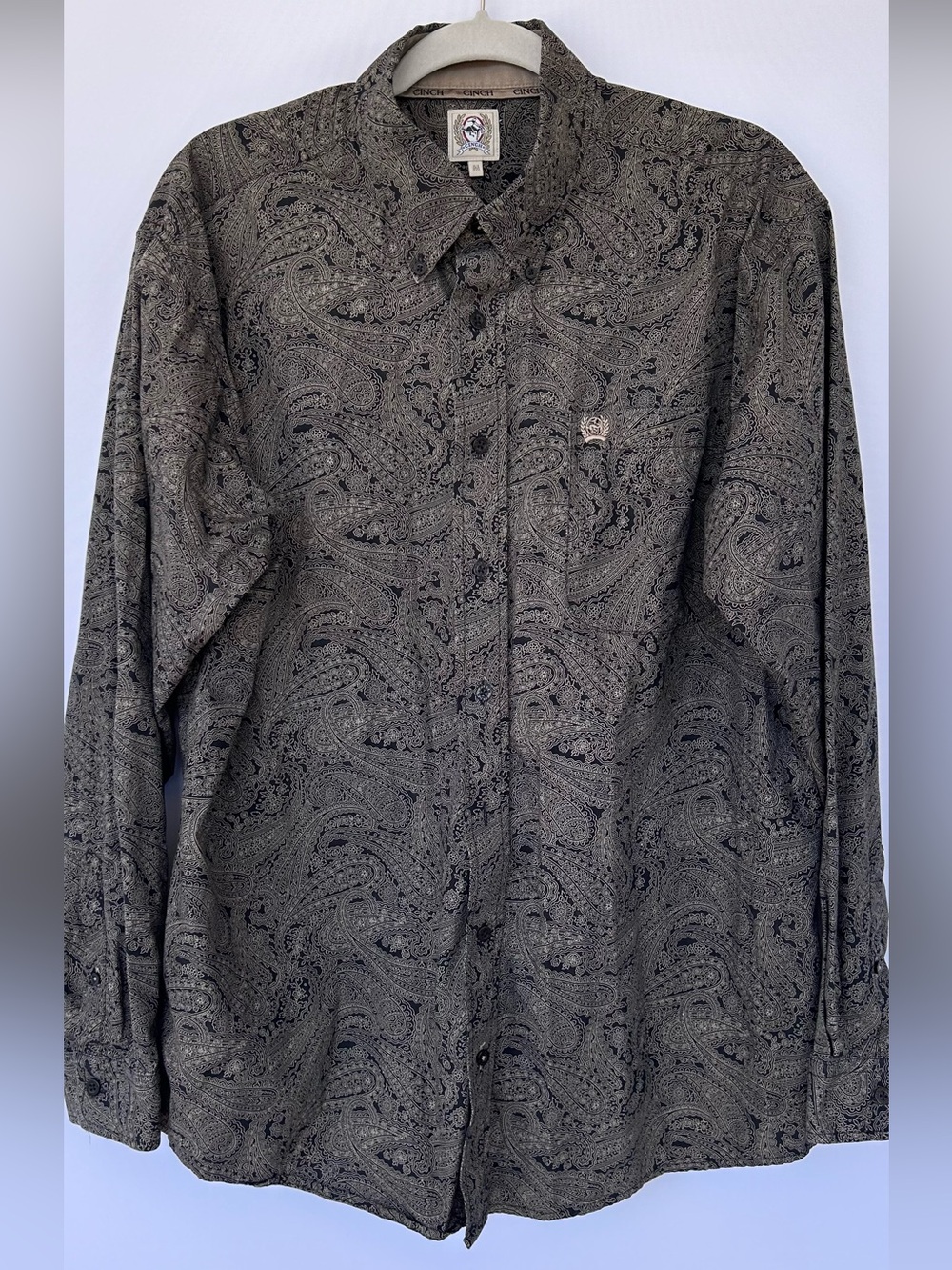 Cinch Men’s Paisley Button Down Shirt Long Sleeves Western Style Size Medium